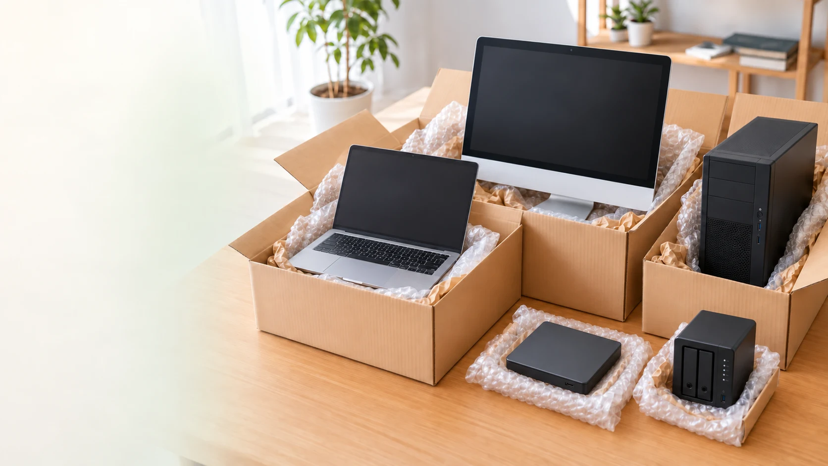 デスクトップパソコン、ノートパソコン、一体型パソコン、外付けHDD、NASを中心とした回収対象品